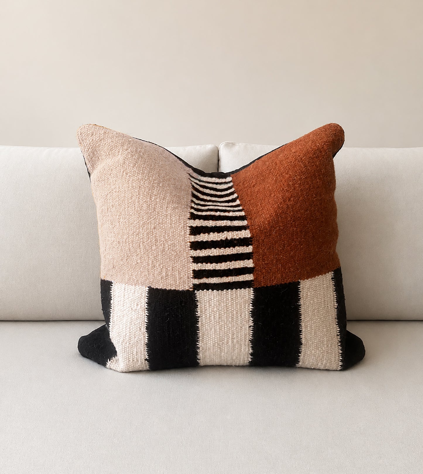 ECRU & TABACCO WOVEN PILLOW