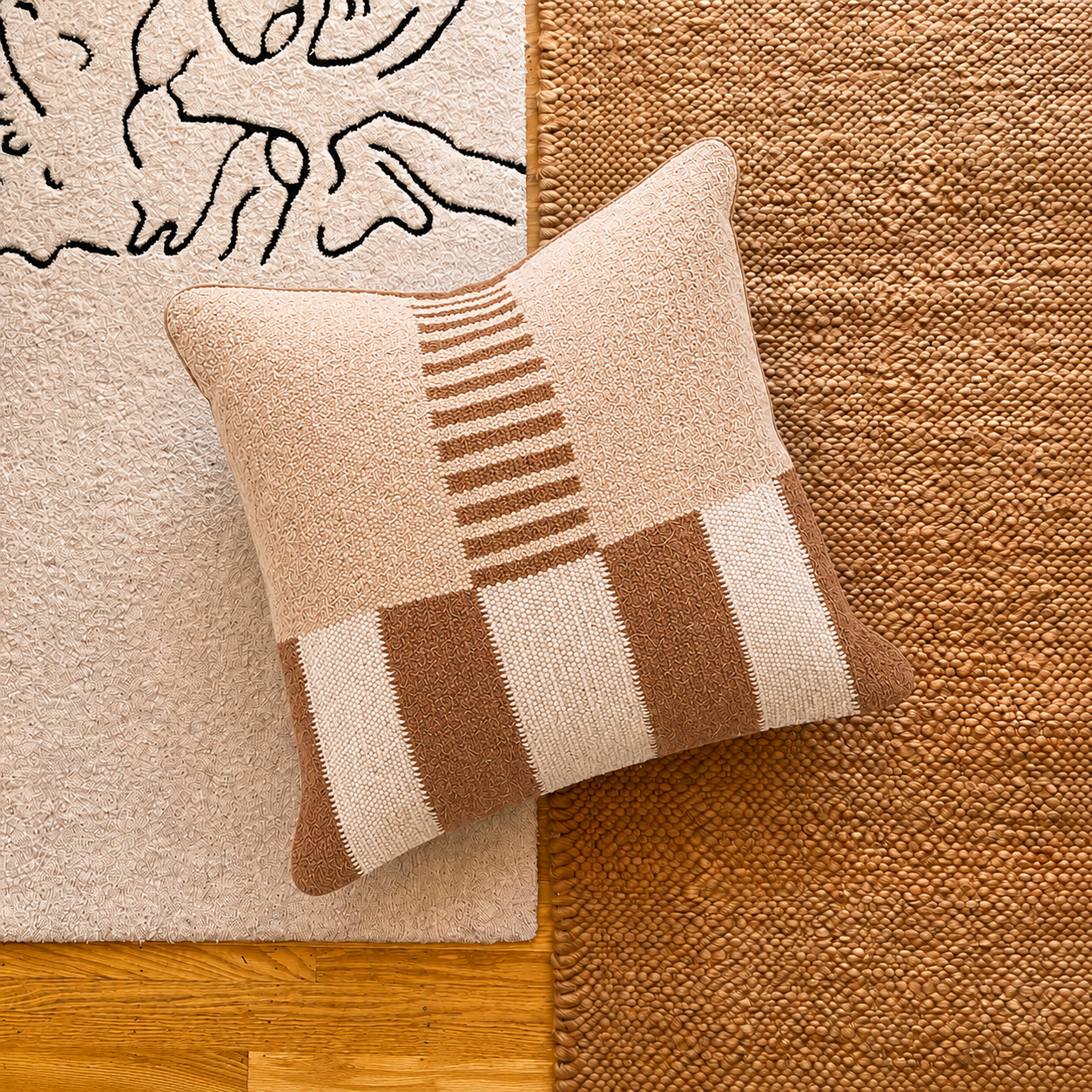 ECRU & RAW UMBER WOVEN PILLOW